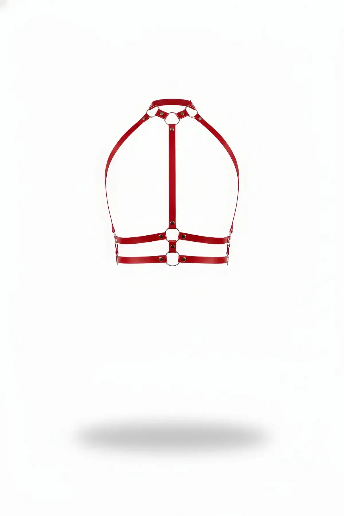 Red Women's Belt with O-Ring Detail, Faux Leather Body Accessory - SH545