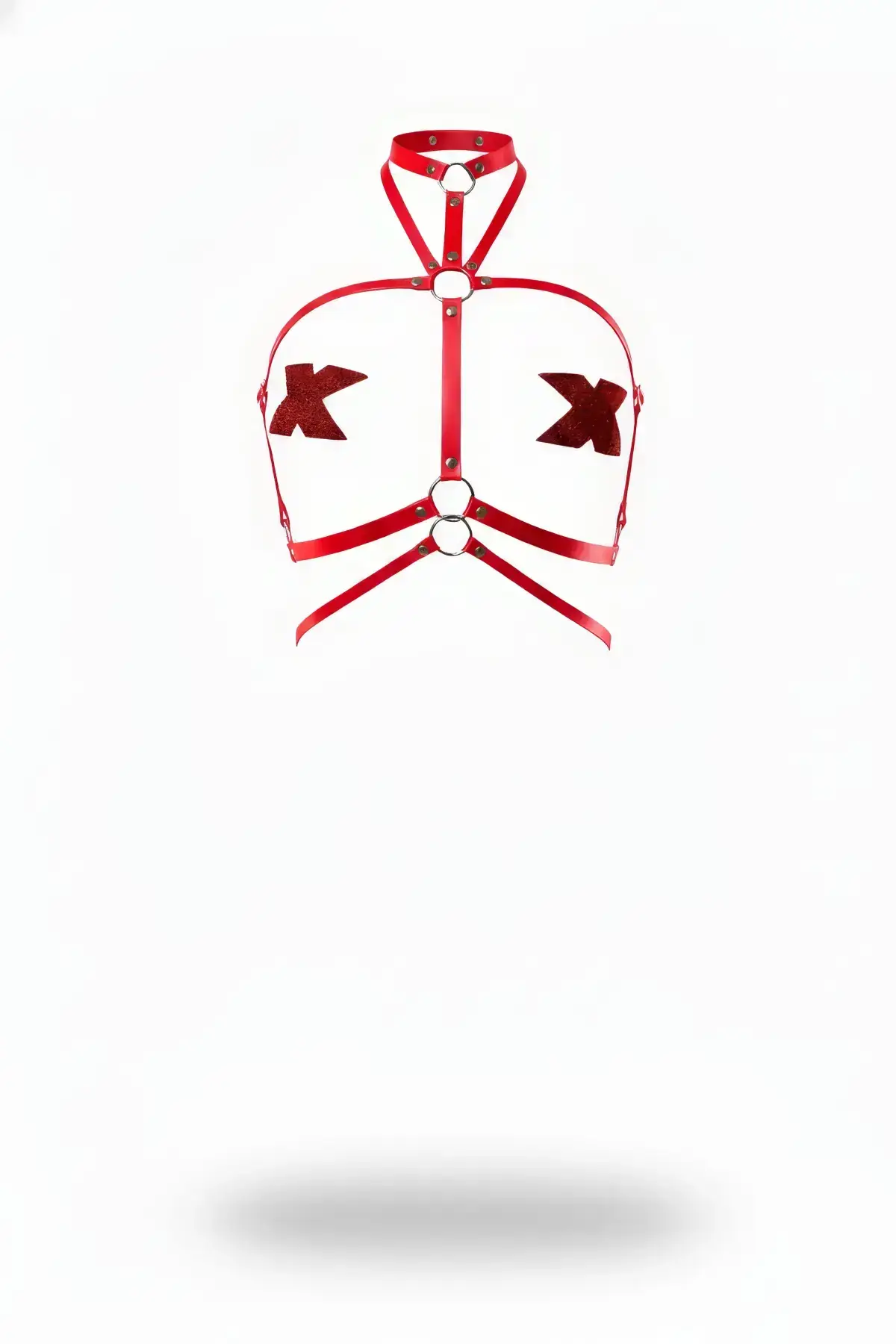 Red Women's Belt with Metal Ring Detail Body Accessory - SH549