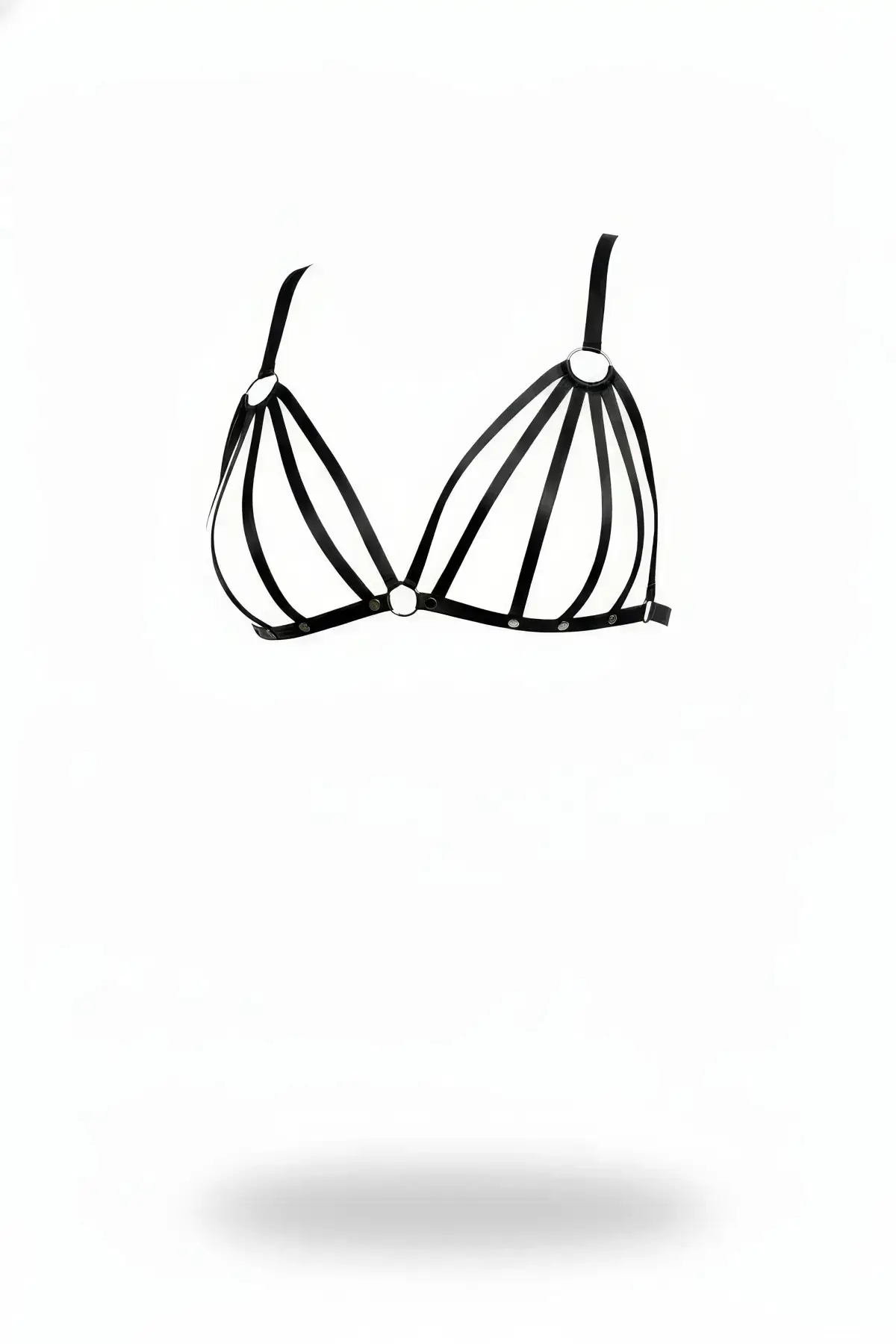 Black Chest Harness Faux Leather with Ring Detail - SH553