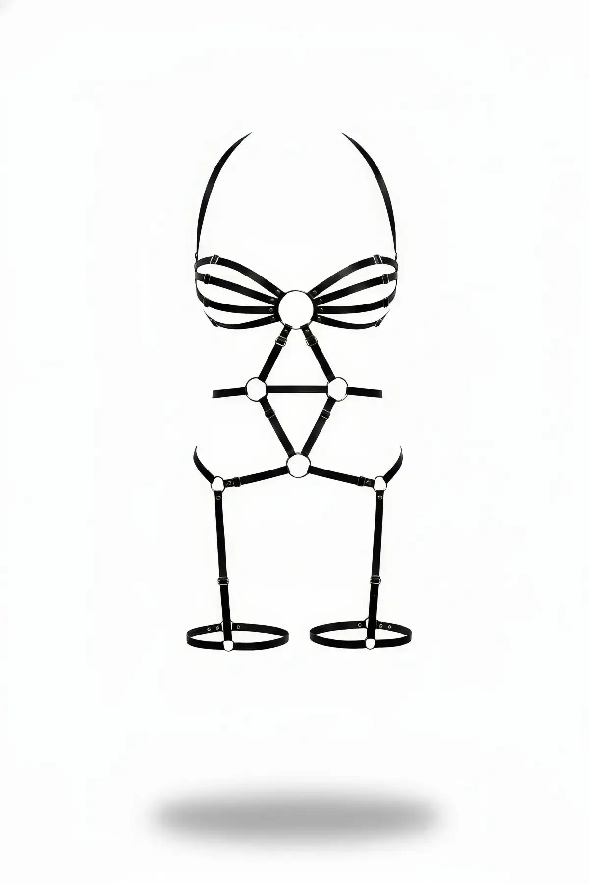 Black Body Harness Full Body with Ring Detail - SH568