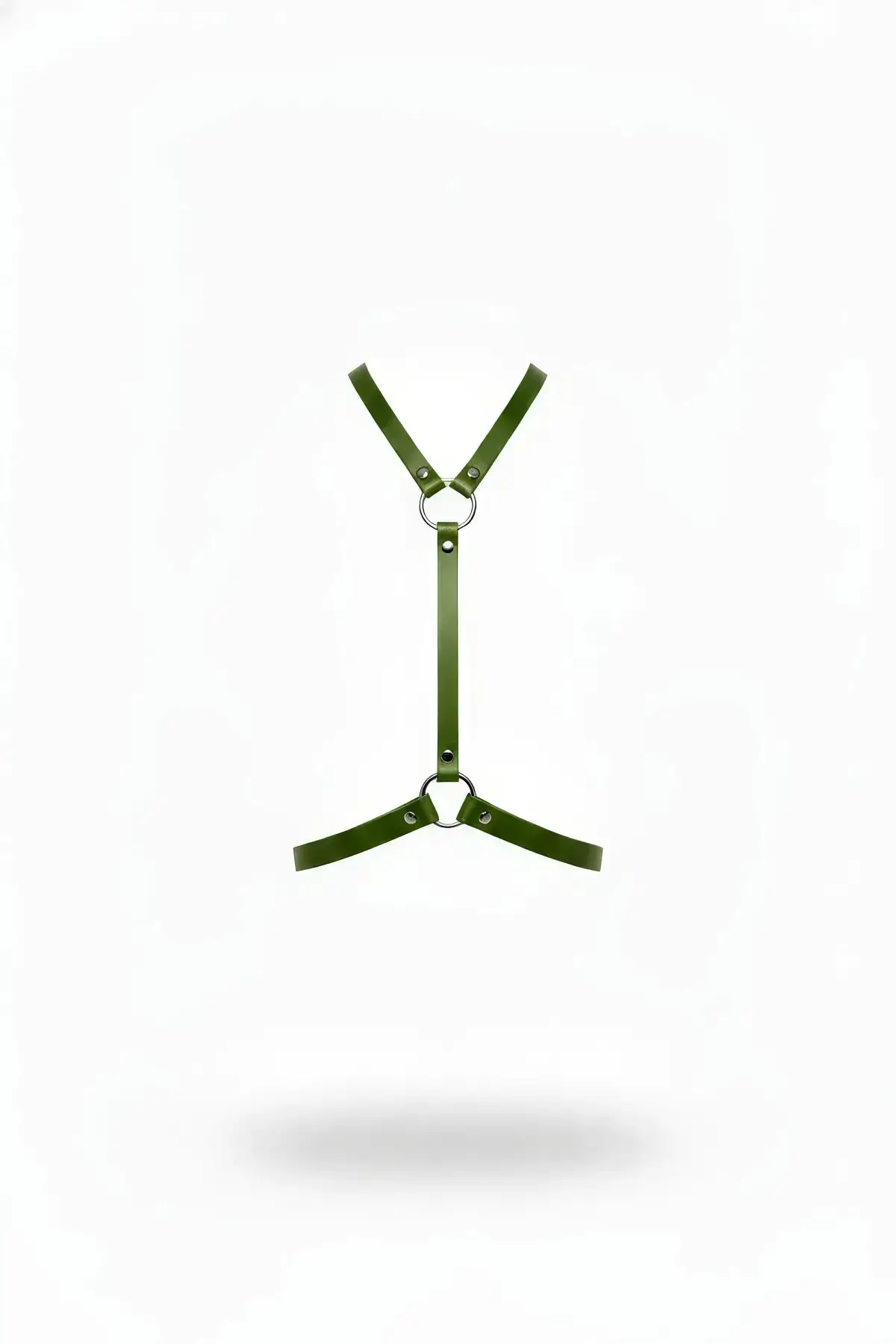 Khaki Women's Leather Belt with O-Ring Detail Body Accessory - SH581