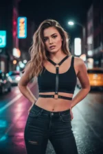 Black Women's Belt with O-Ring Detail Body Accessory - SH599 - Image 2