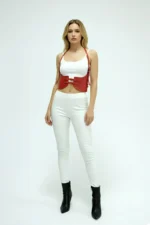 Red Women's Wide Belt Corset Buckle Waist Accessory - SH605 - Image 6