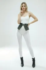 Black Women's Belt with Wide Corset Detail and Double Buckle - SH611 - Image 6