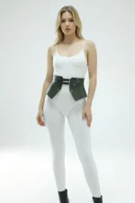 Black Women's Belt with Wide Corset Detail and Double Buckle - SH611 - Image 8