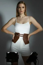 Women's Belt, Faux Leather, Double Buckle, Thick Belt - SH611 - Image 4