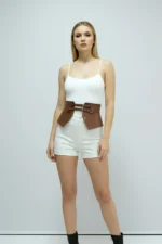 Women's Belt, Faux Leather, Double Buckle, Thick Belt - SH611 - Image 6