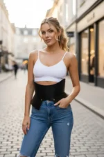 Black Women's Belt Wide Corset Detail Waist Accent - SH611