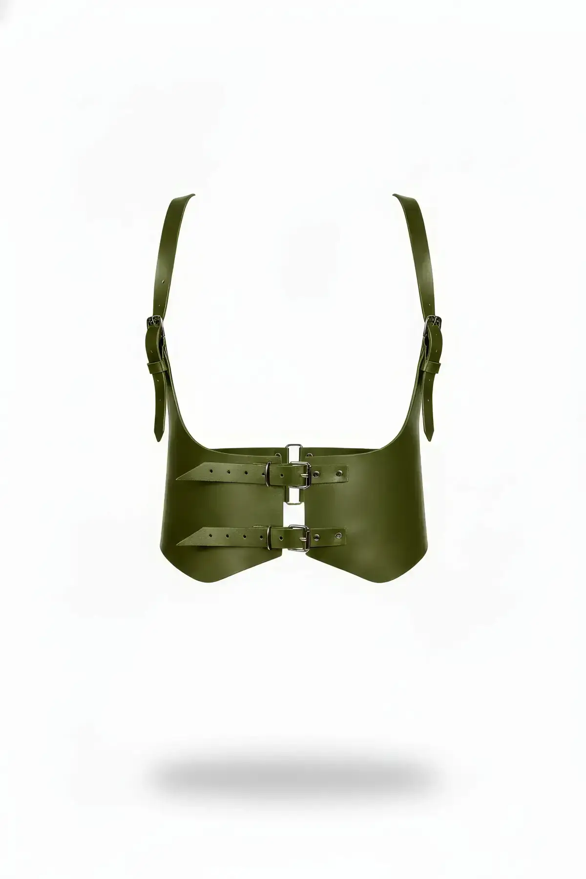 Khaki Women's Wide Corset Belt with Shoulder Detail - SH612