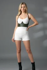 Khaki Women's Leather Belt with Thick Shoulder Detail Body Accessory - SH614 - Image 3