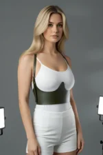 Khaki Women's Leather Belt with Thick Shoulder Detail Body Accessory - SH614 - Image 6