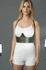 Khaki Women's Leather Belt with Thick Shoulder Detail Body Accessory - SH614 - Image 7