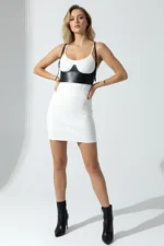 Black Women's Belt Faux Leather Wide Corset Style Waist Accessory - SH614 - Image 5