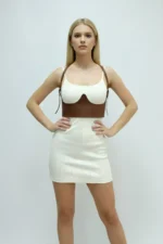 Women's Belted Corset-Style Faux Leather with Shoulder Detail - SH614 - Image 8