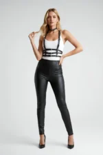 Black Women's Belt with Multiple Buckles, Leather Body Accessory - SH615 - Image 6