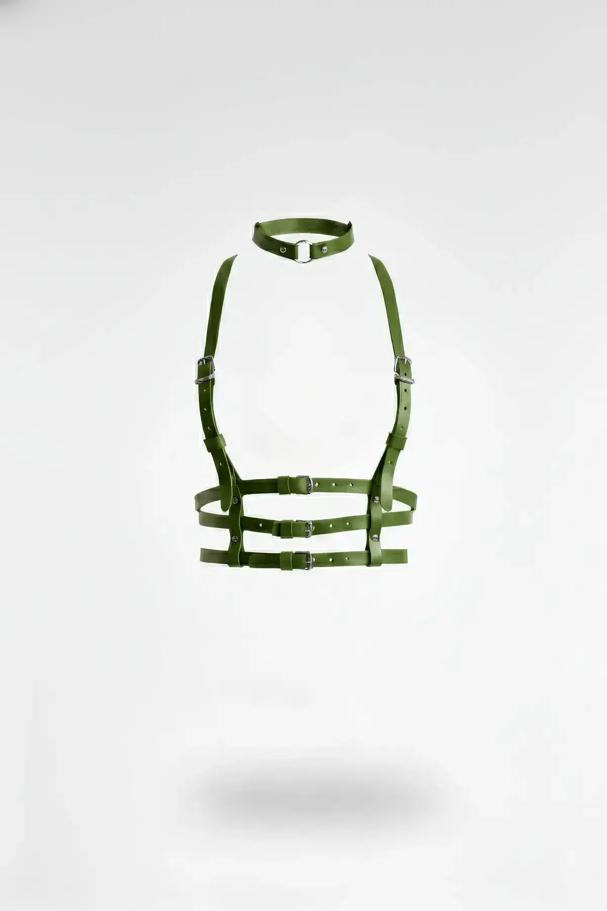 Khaki Women's Leather Belt with Multiple Buckles Body Accessory - SH615