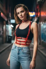 Red Women's Belt with Multiple Buckles Body Accessory - SH615 - Image 4