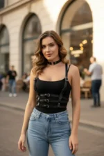 Black Women's Belt Multi-Band Adjustable Body Belt - SH615 - Image 5