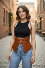 Women's Belt Corset Style Wide Waist Accessory with Shoulder Detail - SH616 - Image 2