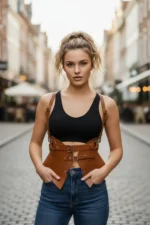 Women's Belt Corset Style Wide Waist Accessory with Shoulder Detail - SH616 - Image 4