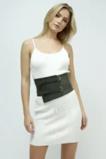 Khaki Women's Belt with Double Buckle Wide Waist Corset - SH617 - Image 5