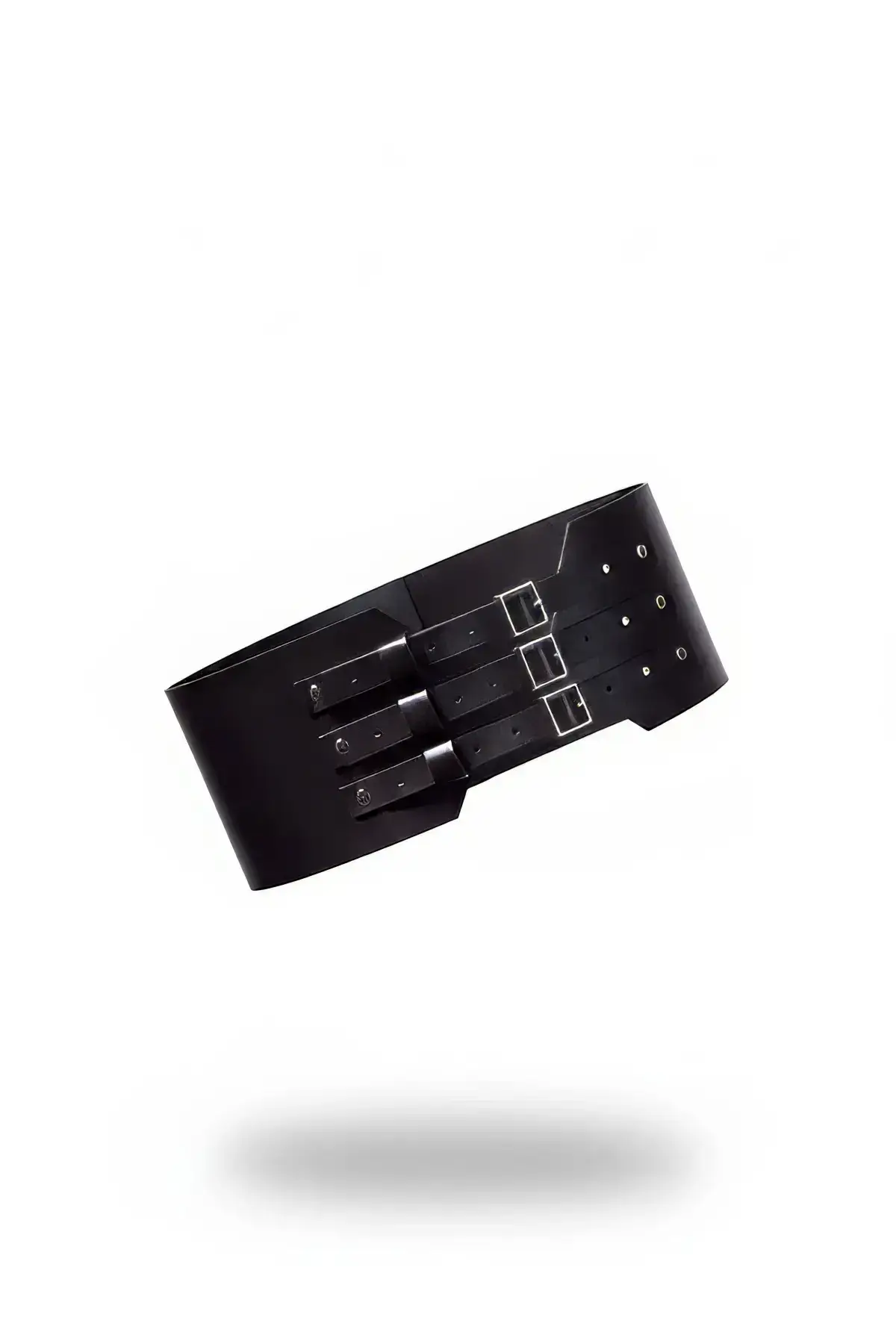 Black Women's Belt, Thick Three-Buckle Waist Accessory - SH618