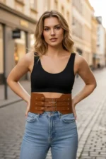 Women's Belt, Thick, Three-Buckle Wide Waist Accessory - SH618 - Image 2