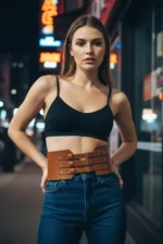 Women's Belt, Thick, Three-Buckle Wide Waist Accessory - SH618 - Image 4