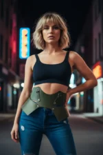 Khaki Women's Belt Corset Cut Wide Waist Belt - SH619 - Image 3