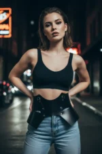 Black Women's Belt Thick Leather Corset Waist Accessory - SH619 - Image 4