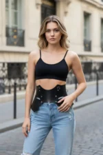 Black Women's Belt Thick Leather Corset Waist Accessory - SH619 - Image 5