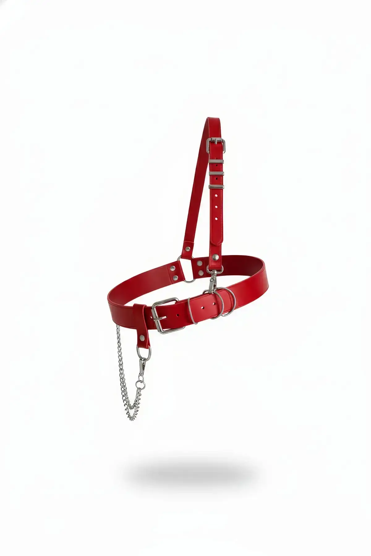 Red Women's Belt with Chain Detail and Shoulder Accessory - SH620