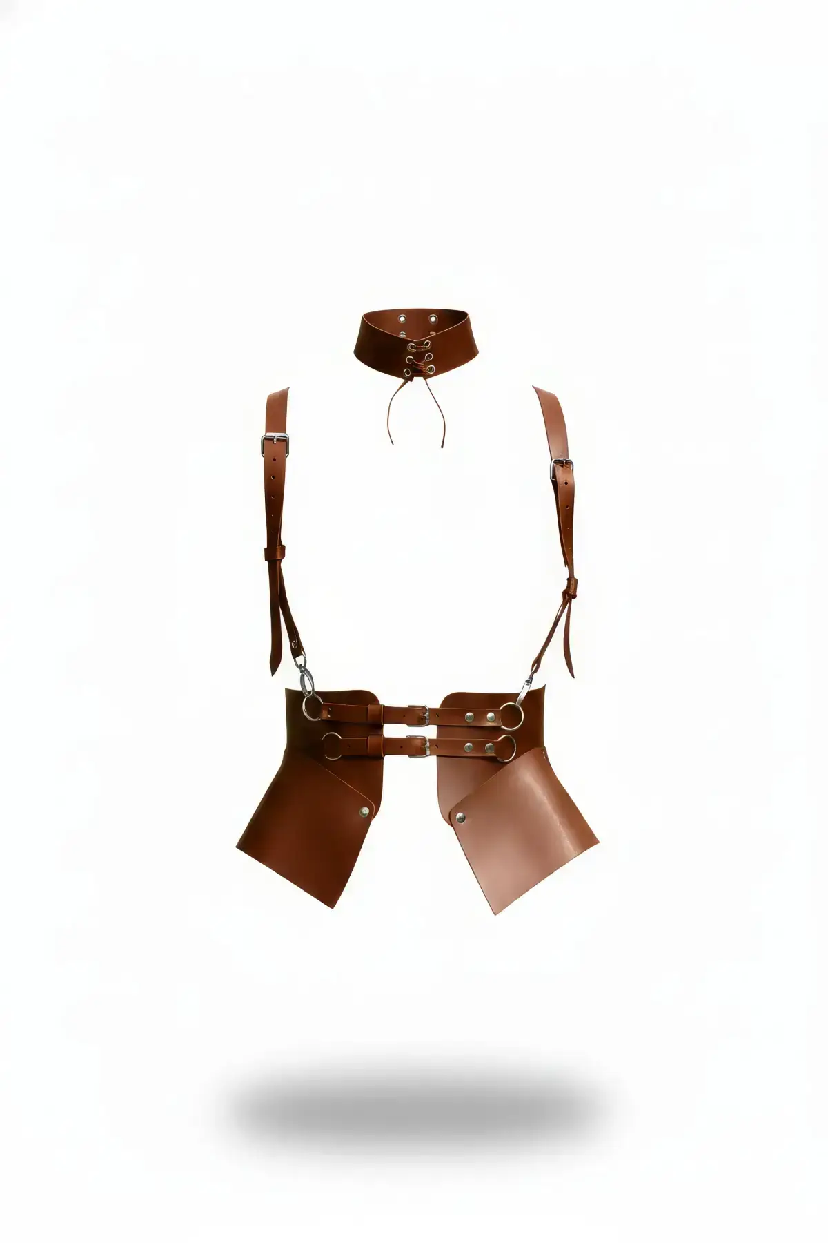 Women's Leather Wide Corset with Shoulder Straps - SH622