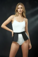 Black Women's Belt with Wide Leather Peplum Detail - SH623 - Image 8