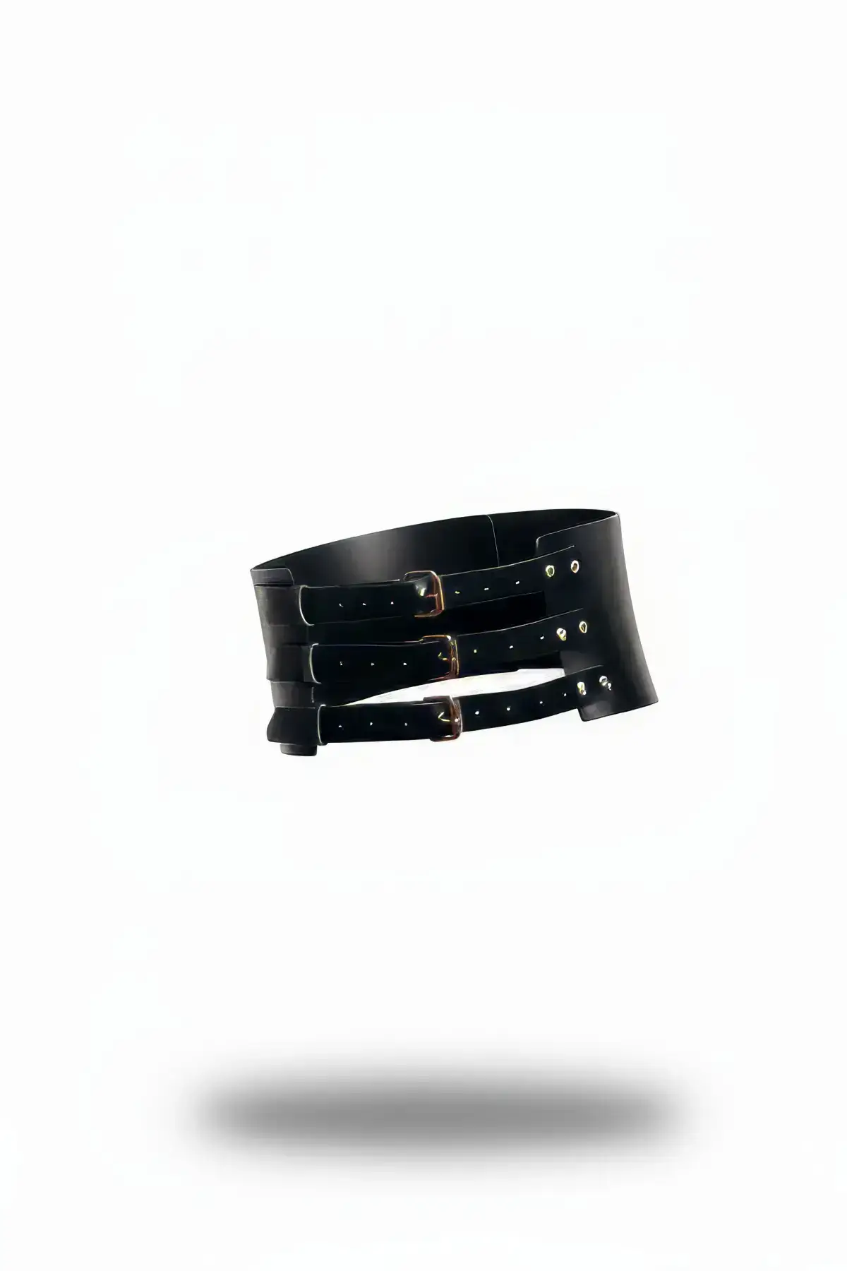 Black Women's Belt Thick Three-Buckle Corset Belt - SH624