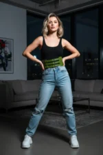 Khaki Women's Belt, Three Buckle Wide Corset Belt - SH624 - Image 3