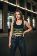 Khaki Women's Belt with Multiple Buckles Body Accessory - SH626 - Image 3