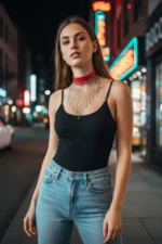 Red Choker Chain Tassel Necklace - SH629 - Image 3