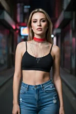 Red Choker Chain Tassel Necklace - SH629 - Image 4