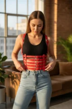 Red Women's Belt Multi-Buckle Corset Body Belt - SH630 - Image 2