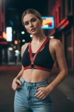 Red Women's Leather Belt with O-Ring Detail Body Accessory - SH633 - Image 2