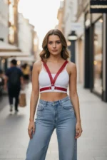 Red Women's Leather Belt with O-Ring Detail Body Accessory - SH633 - Image 3