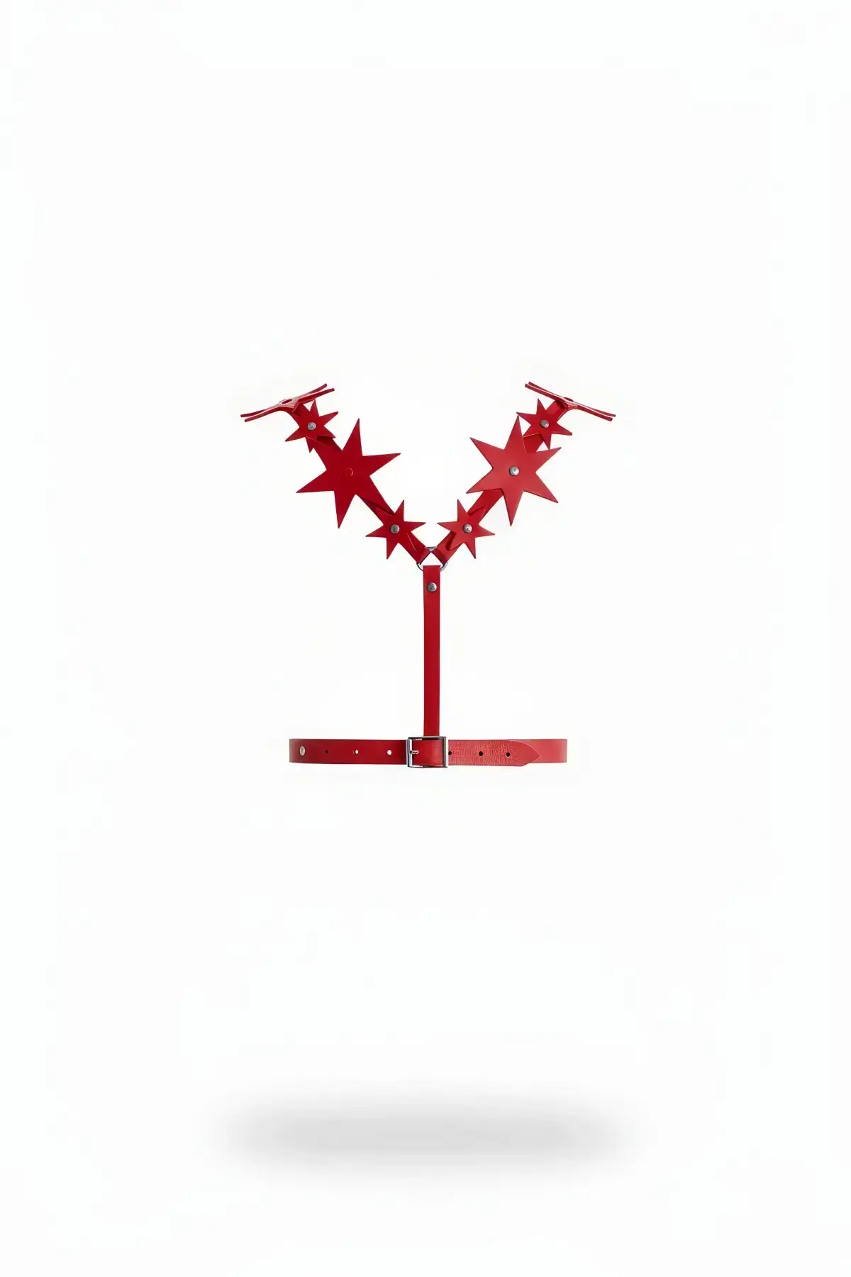 Red Women's Belt with Star Detail Body Accessory - SH634