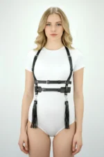 Black Women's Belt with Tassel Detail Body Accessory - SH638 - Image 2