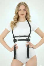 Black Women's Belt with Tassel Detail Body Accessory - SH638 - Image 5