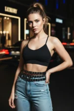 Black Women's Belt with Multi-Row Metal Buckle Body Accessory - SH641 - Image 3