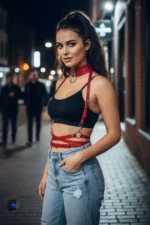 Red Women's Leather Crossbody Belt Accessory - SH644 - Image 3