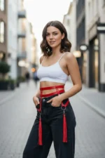 Red Women's Belt with Tassel Detail and Ring Buckle - SH645 - Image 4