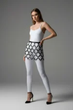 Black Skirt with Leather Cage Detail, Mini Skirt - SH696