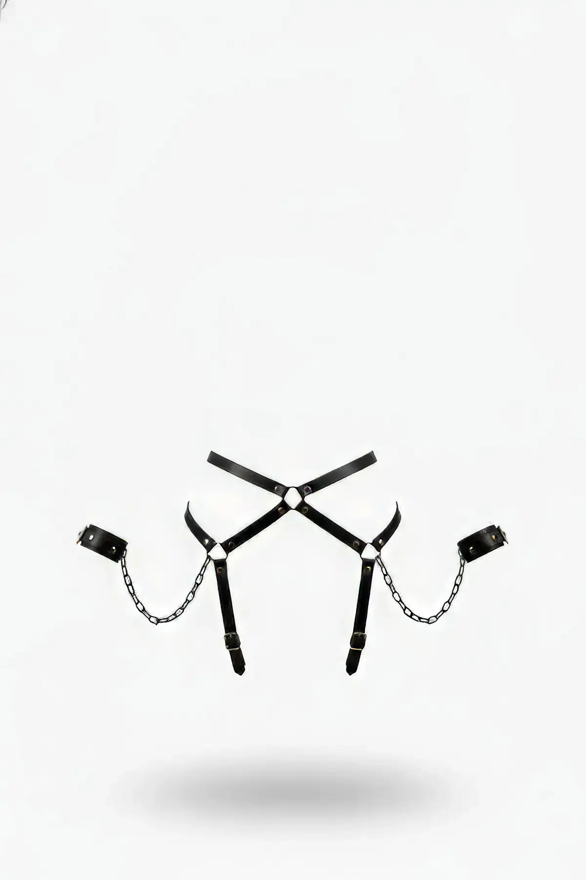 Black Harness Set with Chain Detail and Handcuffs - SH708